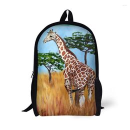 Mochila jirafa impresión para niños bolsas escolares para adolescentes mochilas para niñas laptop