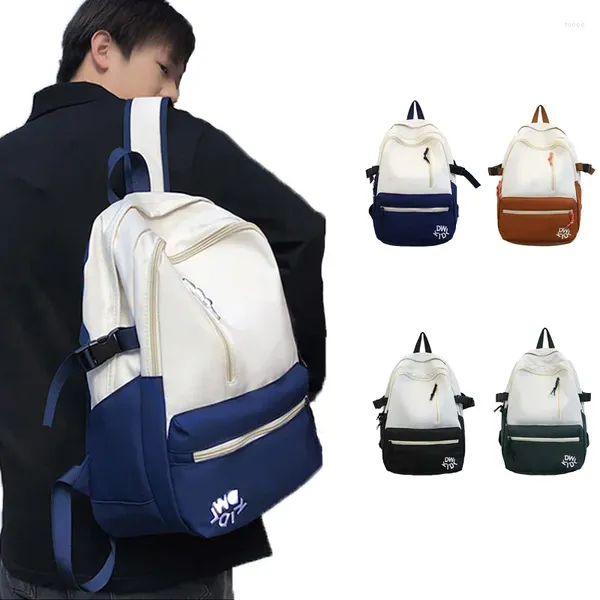 Sac à dos d'école pour filles, Design contrasté de couleurs, mode Couple, cartable d'étudiant de grande capacité, sac de voyage tendance Cool