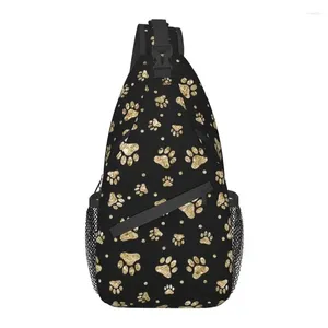Mochila Glitter Gold Dog Sling Chest Bag Custom Animal Lover Crossbody Hombro para hombres que viajan Daypack