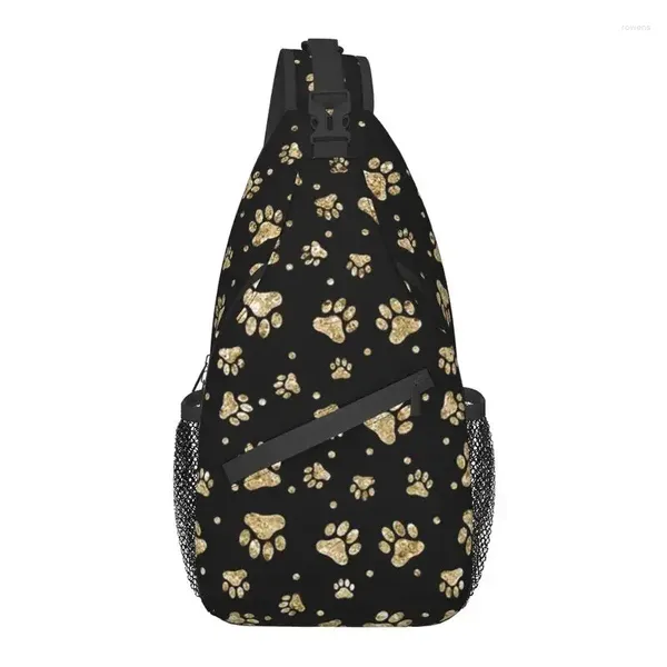 Sac à dos Glitter Gold Dog Sling Chest Bag Personnalisé Animal Lover Bandoulière Épaule Pour Hommes Voyage Daypack