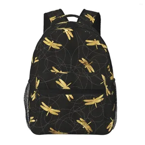 Rugzak Goud Dragonfly Boy Girl Modern Animal Print Backpacks Polyester Elegante middelbare schooltassen wandelen kleurrijke rugzak