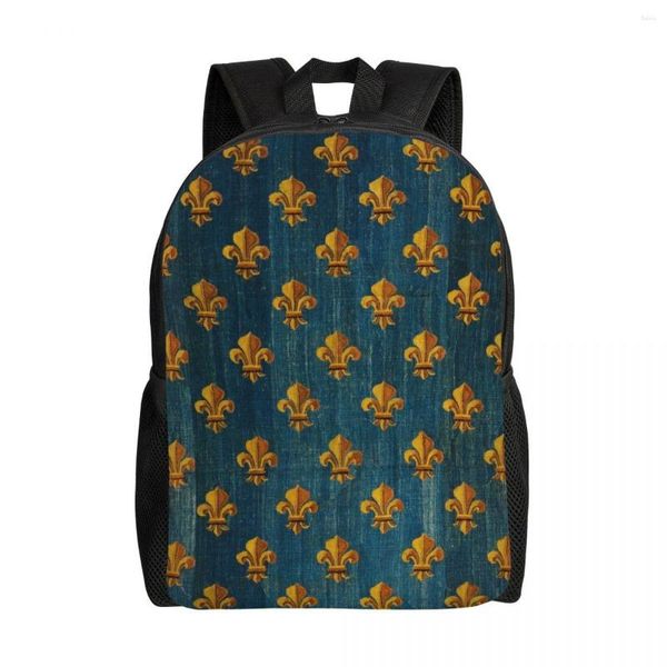 Sac à dos Gold Fleur de Lys sac à dos pour femmes hommes étanche collégiale lily fleur fleur-de-lis sac imprimé sac à livres