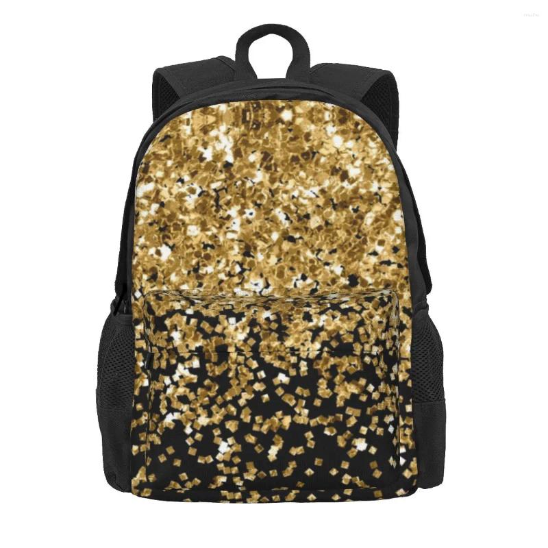 Mochila ouro glitter moda crianças saco de escola portátil mochila viagem grande capacidade bookbag menina