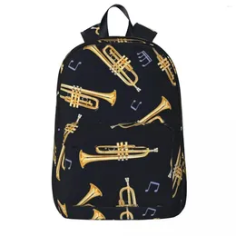Backpack Gold Trumpet sur Black Backpacks Grands Capacité Sac Liver Bag Sac à épaule ordinateur portable Rucksack Fashion Travel Children School