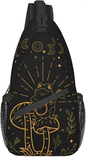 Sac à Dos Golden Frog Moon Sling Bag Bandoulière Poitrine Sac à Dos léger décontracté épaule pour Hommes Femmes Voyage randonnée