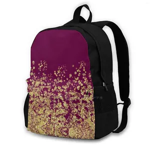 Rugzak gouden ombre-burgundy bronzen tiener college student laptop reistassen glitter gradiënt ombre gouden kristal diamante