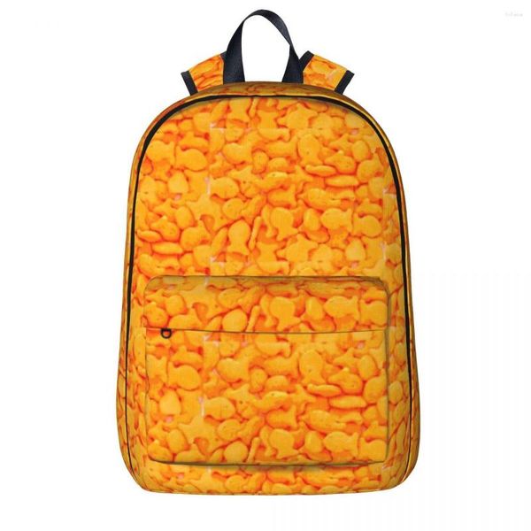 Sac à dos poisson rouge collation au fromage dans les pastels garçon fille Bookbag étudiant sac d'école dessin animé enfants sac à dos voyage épaule