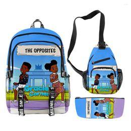 Backpack Gracies Corner 3 stcs/Set 3D Print Oxford Waterdicht Notebook multifunction Backpacks Chest Bags Pencil Case