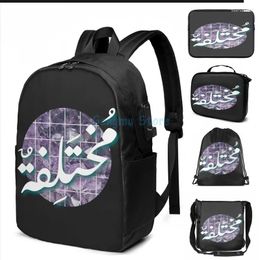 Rugzak Grafische Print Verschillende Arabische Kalligrafie Amethist Kristal USB Charge Heren Schooltassen Damestas Reislaptop