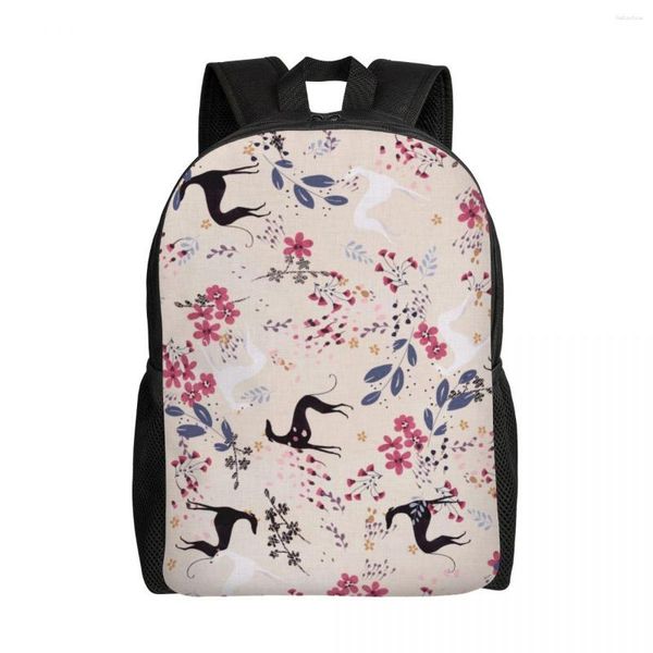 Mochila Greyhound Sighthound Flower Love Travel Men School Computer Bookbag Animal Whippet Dog College Student Daypack Bolsas