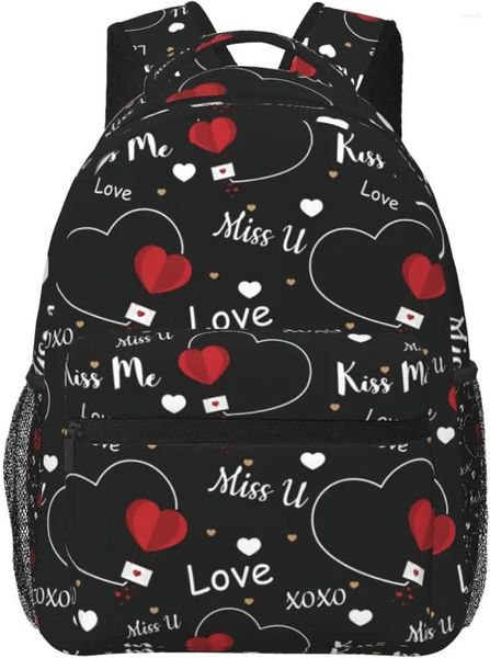 Mochila Feliz Día de San Valentín Amor Corazón Lindo Ligero Bolso De Hombro Mochila De Viaje Para Hombres Mujeres