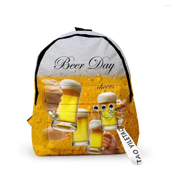 Sac à dos harajuku bière cahier sac à dos garçons / filles sacs scolaires 3d empreintes de clés imprimées oxford imperméable mignon petit