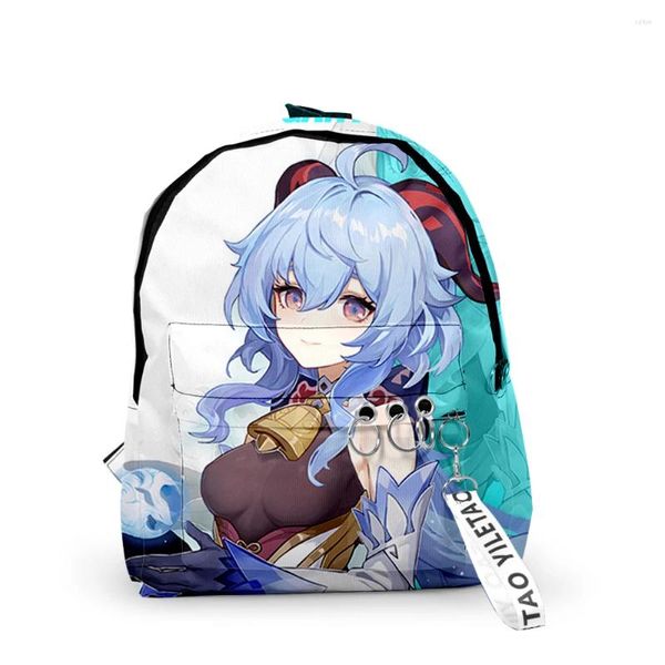 Sac à dos harajuku jeux genshin impact sac à dos garçons / filles sacs scolaires 3d empreintes de clés imprimées oxford imperméable mignon petit