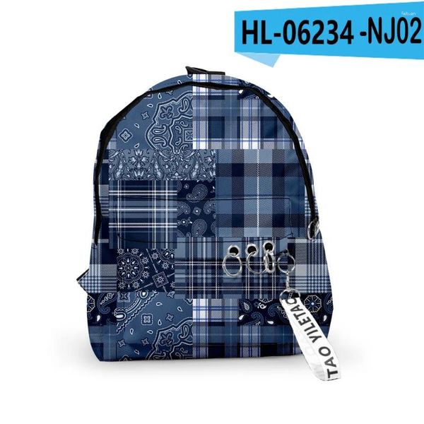 Mochila Harajuku Paisley Pattern Bolsas escolares lindas bolsas de viaje pequeñas 3d imprase impermeable cadena de llaves mochilas mochilas