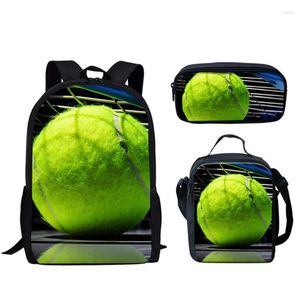 Sac à dos Harajuku balle de Tennis impression 3D 3 pièces/ensemble, sacs d'école pour étudiants, sac à dos pour ordinateur portable, sac à déjeuner, trousse à crayons