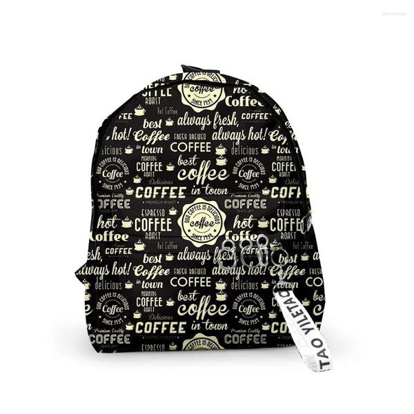 Mochila Harajuku Text Coffee School School bolsas de viaje lindas pequeñas estampado de oxford