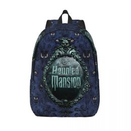Sac à dos Haunted Mansion Logo Sac à dos pour ordinateur portable Femmes Hommes Basic Bookbag pour étudiant Collège Halloween Grimace Ghosts Sac