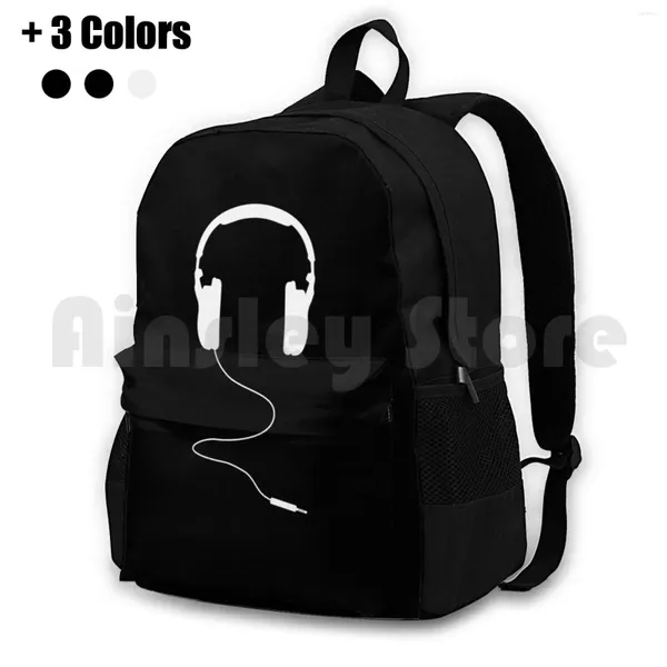 Sac à dos casque blanc randonnée en plein air étanche Camping voyage casque musique Notes musicales amusant heureux Hiphop