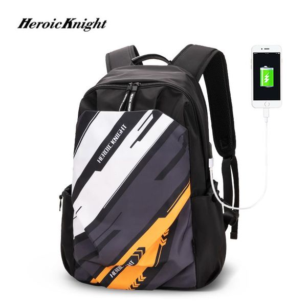 Mochila Heroic Knight School para hombres 15.6 pulgadas Bolsa para computadora portátil Deporte Viaje Impermeable Cargador USB Ocio Fasion Mujer