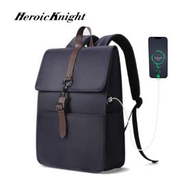 Mochila Heroic Knight Vintage para hombre, bolso para portátil de 15,6 pulgadas, puerto de carga USB para mujer, mochila impermeable para hombre, mochila de negocios