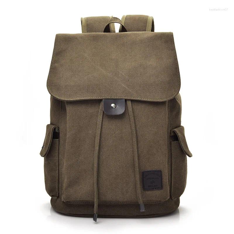Backpack High Quality Canvas Men Large Shoulder School Bag Rucksack For Boys Travel Fashion Camping Bags Simple