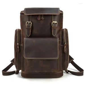 Sac à dos de haute qualité en cuir véritable de vache pour hommes, sac de Camping rétro, bagages de randonnée, cadeau haut de gamme