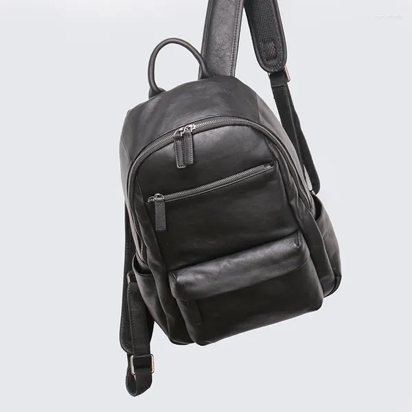 Sac à dos de haute qualité pour hommes, en cuir véritable, sac à dos de voyage multifonctionnel, sac d'école en plein air, mode Camp