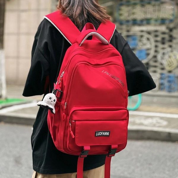 Sac à dos de haute qualité en nylon pour femmes, couleur unie, multi-poches, pour étudiants, hommes, sac d'école pour ordinateur portable, tendance, voyage cool