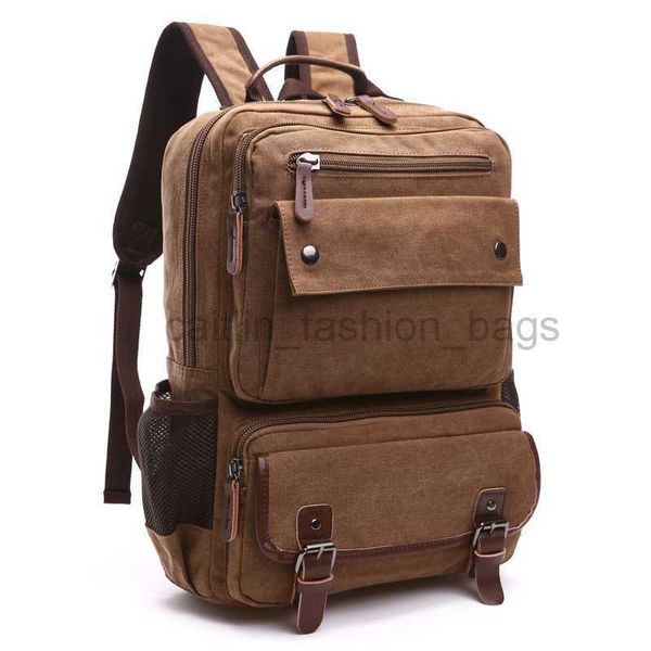 sac à dos de haute qualité épais toile masculine couleur solide grand sac de carnet sac haut de gamme rétro extérieur durable nouvelle tendance classique caitlin_fashion_bags