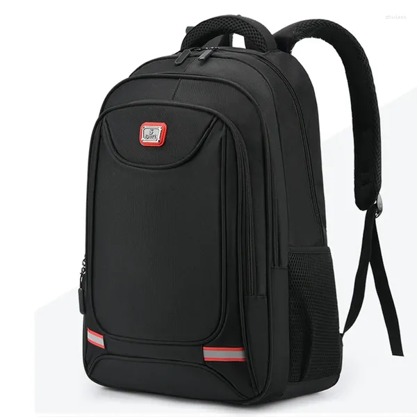 Backpack High School Men Bolsas para estudiantes de gran capacidad para adolescentes Nylon Nylon Black