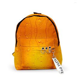 Mochila Hip Hop Cool Beer Mochilas escolares Viaje Niños Niñas Lindo Pequeño Impresión 3D Oxford Impermeable Llavero Cuaderno