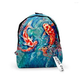 Sac à dos hip hop koi carpe sac à dos garçons / filles sacs scolaires 3d empreintes de clés imprimées oxford imperméable mignon petit