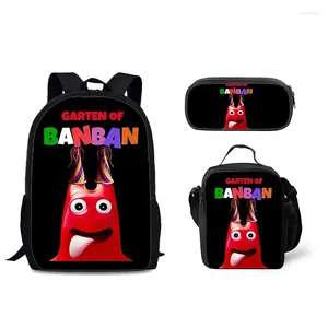 Backpack Hip Hop Novelty Funny Garten van Banban 3pcs/Set 3D Print Student Book Bag Travel Laptop Daypack Lunch Bags Pencil Case