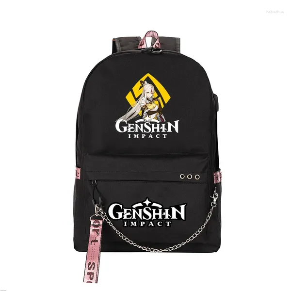 Sac à dos hip hop nouveauté sacs sacs d'école drôles filles garçons genshin usb imprimement oxford étanche Notebook multifonction de voyage sac à dos