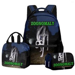 Sac à dos hip hop nouveauté zoonomaly 3d imprimé 3pcs / ensemble sacs d'étudiants sacs de voyage