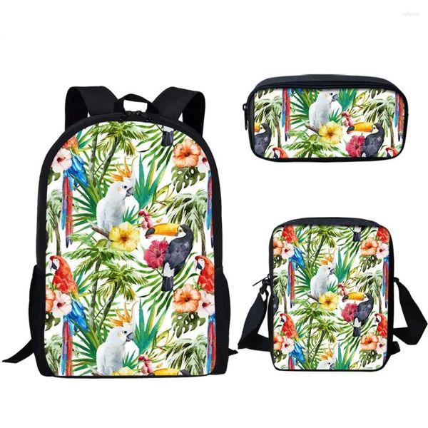 Mochila Hip Hop Parrot Floral 3pcs/set 3d impresa escolar de la escuela Liberio de libros la computadora portátil de la computadora portátil del hombro del hombro