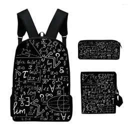 Backpack Hip Hop Science Science Physiques Formule 3PCS / SET 3D PRINT Bookbag Voyage ordinateur portable Daypack Bag Sac crayon