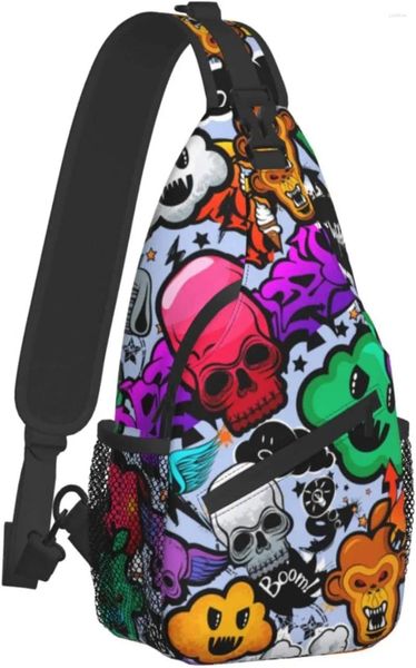 Mochila de mochila Hiphop Graffiti Bolsa de honda para hombres Mujeres Senderismo de viaje liviano