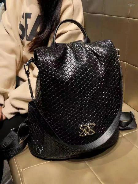 Mochila Hong Kong Brand 2024 Fashion Leather Gran capacidad Bolsa de viaje al aire libre simple