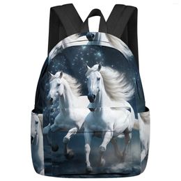 Sac à dos Horse étoilé Starry Stars Clouds Mane étudiant Sacs d'étudiant ordinateur portable Custom pour les hommes Femme Voyage Mochila