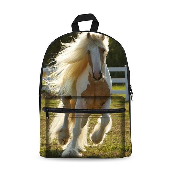 Sac à dos chevaux imprimé toile sacs à dos adolescentes 2021 sacs d'école femmes mode voyage 3D Animal