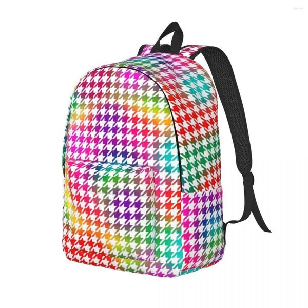 Mochila Houndstooth Colorida impresión impresa poliéster mochilas al aire libre