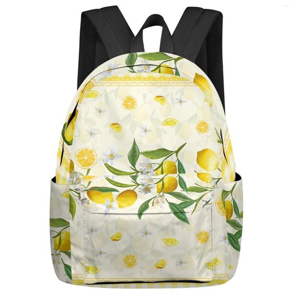 Sac à dos idyllique été citron frais Plaid femmes homme sacs à dos école étanche pour étudiant garçons filles sacs pour ordinateur portable Mochilas