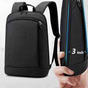 Mochila IKE MARTI Mochila delgada para computadora portátil Bolsa para hombres 15.6 pulgadas Trabajo de oficina Mochilas para mujeres Bolsa de negocios Mochila negra unisex Mochila delgada