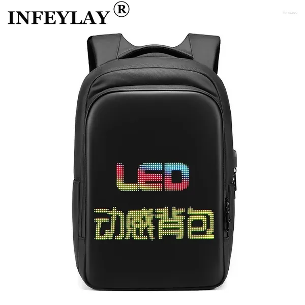 Mochila Infeylay LED Display Laptop de viajes de negocios Men Diy Smart School Woman Multimedia