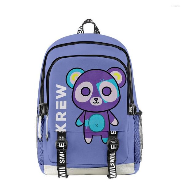 Sac à dos ItsFunneh Krew District Merch Zipper enfants sac d'école Unique sac à dos unisexe Traval Oxford tissu sacs drôles