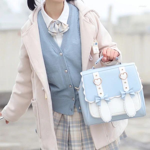 Mochila japonesa Linda chica JK uniforme bolsa de gran capacidad mochilas para estudiantes PU bolso escolar de dibujos animados bolso de hombro cruzado