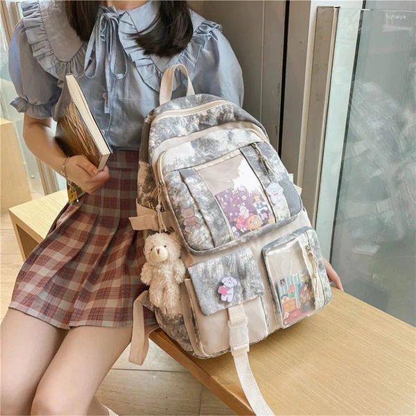 Mochila Japón linda niña gran capacidad de la escuela secundaria middle secundaria bolso teñido