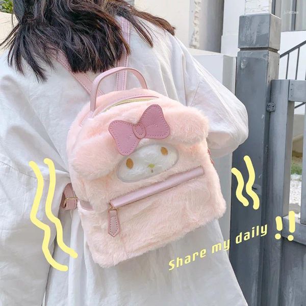 Mochila japonesa jk lolita niña linda perro esponjoso damas corazón princesa bolsa bg135