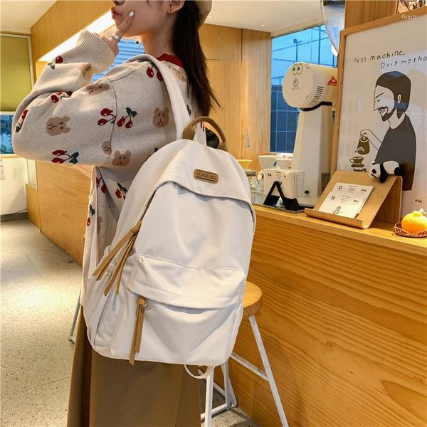 Mochila japonesa coreana Harajuku para mujer, mochila de viaje de moda Simple de Color sólido, mochila para ordenador portátil para niñas, Teenger College